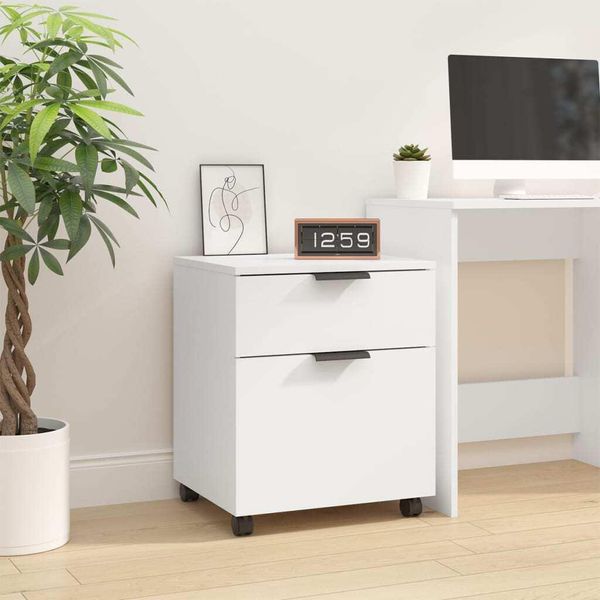 Vidaxl Cartella Mobile Con Rotelle Bianco 45X38X54 Cm Materiale A Base Di Legno - Cartella - Armadietti Per Archiviazione - Armadietto Per Scrivania - Armadio Per Scrivania-image