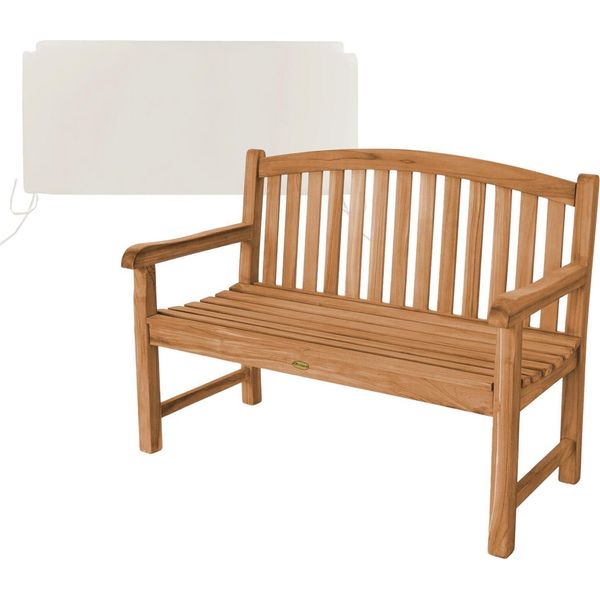 Teako Design Elegante Panca Da Giardino Bari In Teak - Resistente Alle Intemperie E In Varie Dimensioni (120 Cm, Crema)-image