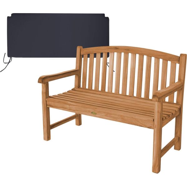 Teako Design Elegante Panca Da Giardino Bari In Teak - Resistente Alle Intemperie E In Varie Dimensioni (120 Cm, Nero)-image