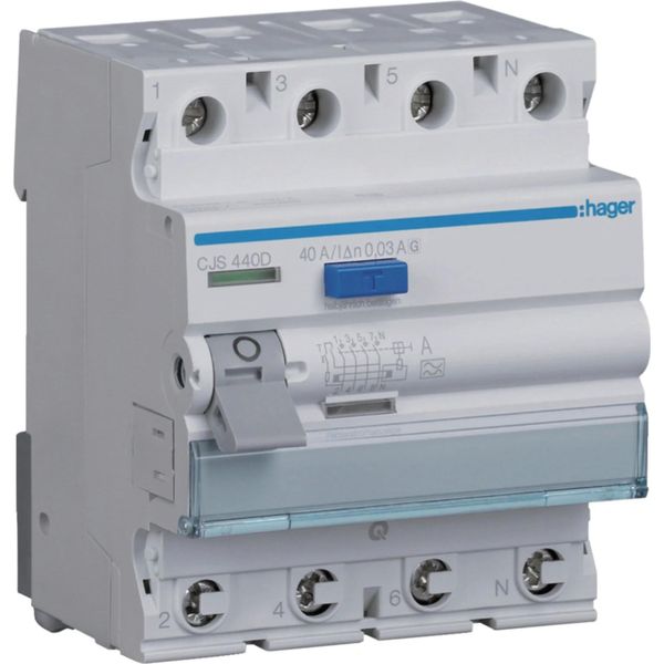 Interruttore Differenziale Hager, 4P, 6 Ka, 40 A, 30 Ma, Tipo G/A-VS-image