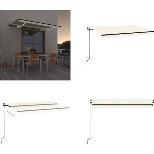 Vidaxl Tenda Da Sole Automatica Con Led E Sensore Di Vento 450X350 Cm Crema - Tenda Da Sole - Tende Da Sole - Cappottina Solare - Cappottine Solari-image