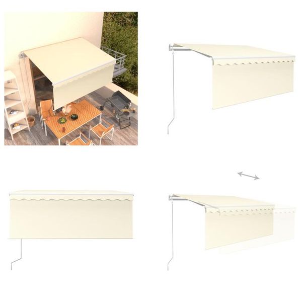 Vidaxl Tenda Da Sole Automatica A Scomparsa Con Mantovana 3X2,5 M Crema - Tenda Da Sole - Tende Da Sole - Tettoie Solari - Tettoie Solari-image