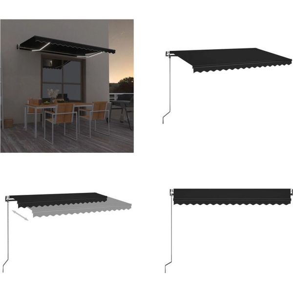 Vidaxl Tenda Da Sole Automatica Con Led E Sensore Vento 450X350 Cm Antracite - Tenda Da Sole - Tende Da Sole - Tettoie Da Sole - Tettoie Da Sole-image