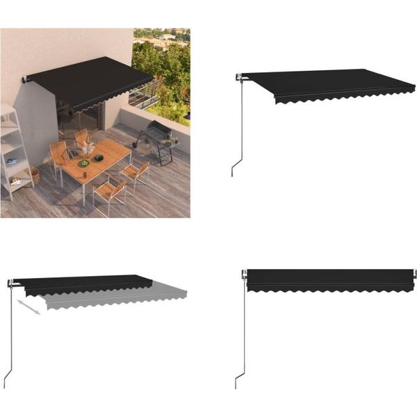 Vidaxl Tenda Da Sole A Scomparsa Automatica 450X350 Cm Antracite - Tenda Da Sole - Tenda Da Sole - Tettoia Solare - Tettoie Solari-image