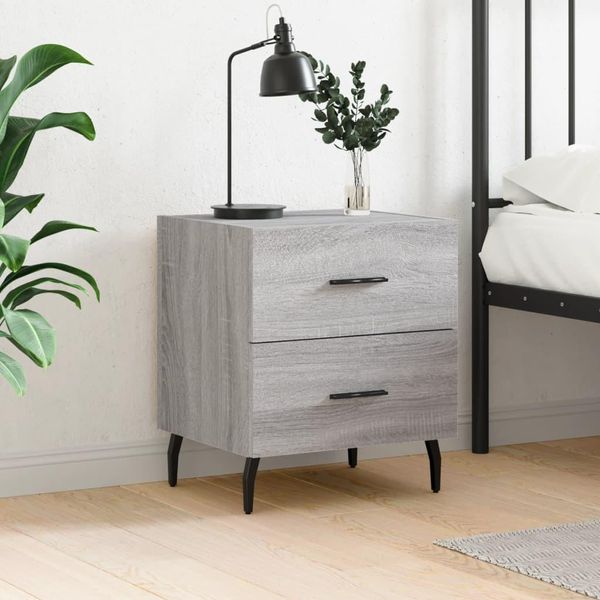 The Living Store Comodino Grey Sonoma 40X35X47,5 Cm Materiale A Base Di Legno-image