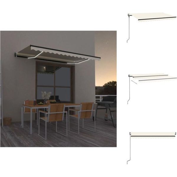 Vidaxl Tenda Da Sole Automatica Con Led E Sensore Vento 450X300 Cm Crema - Tende Da Sole-image