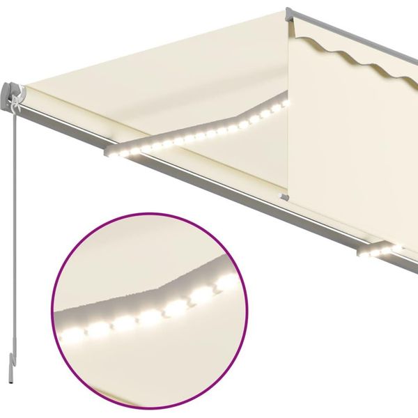 Vidaxl Tenda Da Sole Manuale A Scomparsa Con Tenda A Rullo Led 3,5X2,5 M Crema - Tende Da Sole-image