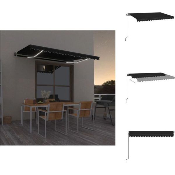 Vidaxl Tenda Automatica Con Led E Sensore Vento 450X350 Cm Antracite - Tende Da Sole-image