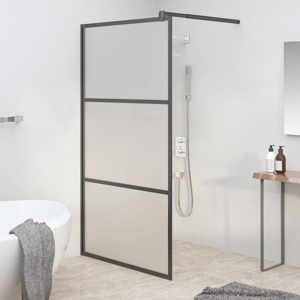 The Living Store Schermo Doccia Per Cabina Doccia 115X195 Cm Esg Nero Opaco-image
