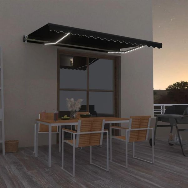 The Living Store Tenda Automatica Con Led E Sensore Vento 450X350 Cm Antracite-image