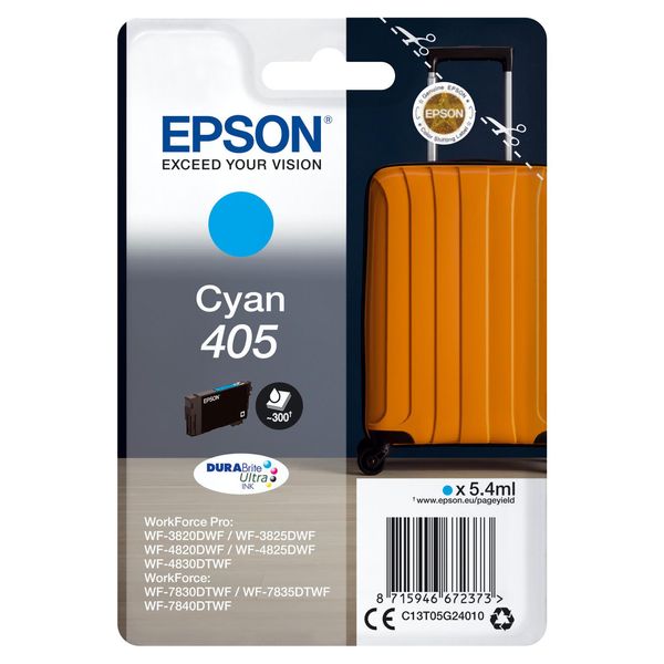 Epson Singlepack Cyan 405 Durabrite Ultra Ink - Resa Standard - Inchiostro A Base Di Pigmento - 5,4 Ml - 1 Pz - Confezione Singola-image
