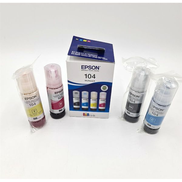 Epson Ecotank 104 - Confezione Da 4 Pezzi - Nero, Giallo, Ciano, Magenta - Originale - Ricarica Di Inchiostro - Per Ecotank ET-2710, ET-2711-image