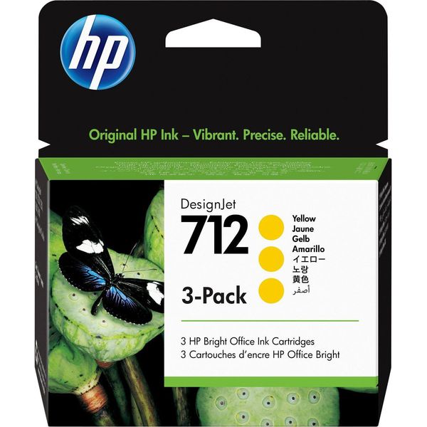 Hp Confezione Da 3 Cartucce Di Inchiostro Giallo Originale Designjet 712 Da 29 Ml - Resa Standard - Inchiostro Colorato - 29 Ml - 3 Pz - Confezione Combo-image