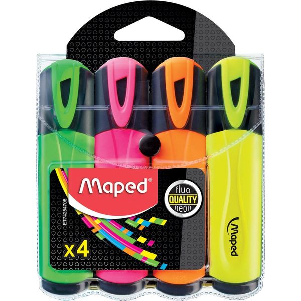Maped Fluo'peps Evidenziatore 4 Pz Punta Smussata Colori Assortiti-image