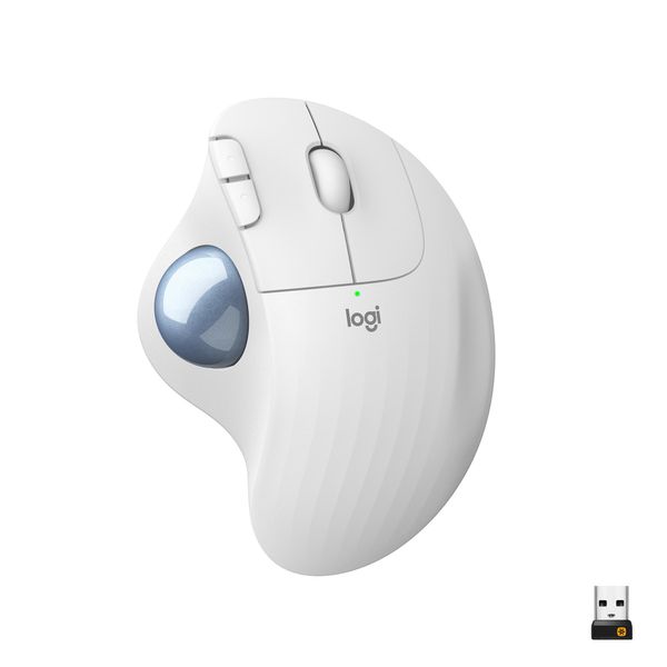 Logitech Mouse M575, Ergo, Wireless, Unifying, Bluetooth, Bianco-image