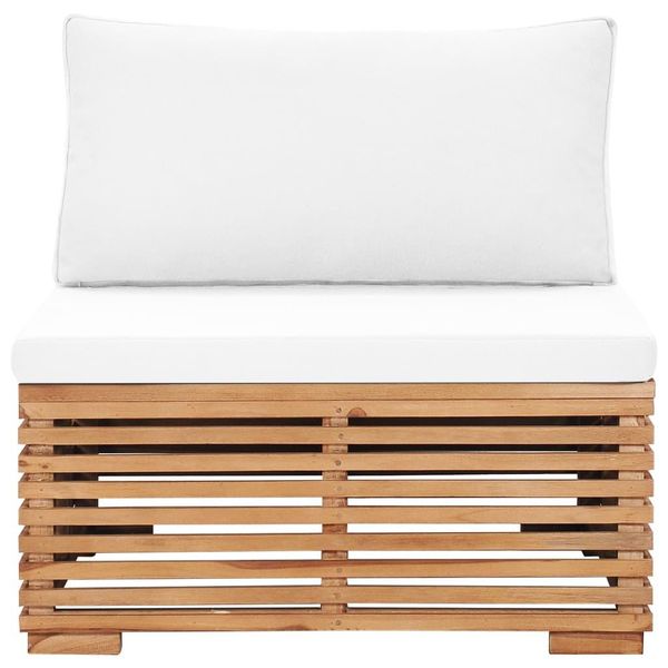 Vidaxl Divano Da Centro Giardino Con Cuscino Bianco Crema In Legno Massiccio Di Teak-image