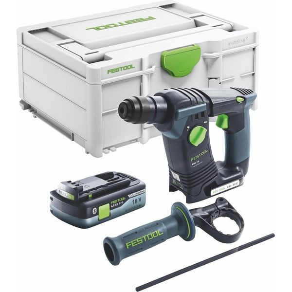 Festool Bhc 18 Basic-4,0 Trapano A Percussione A Batteria 18 V 25 Nm 1,8 J Sds Plus ( 577057 ) Brushless + 1X Batteria 4,0 Ah + Systainer - Senza Caricabatterie-image