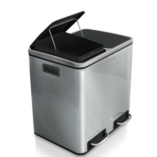 Cestino A Pedale Karat Felix Sistema Di Separazione Acciaio Inox 2 X 30 Litri (60 Litri)-image