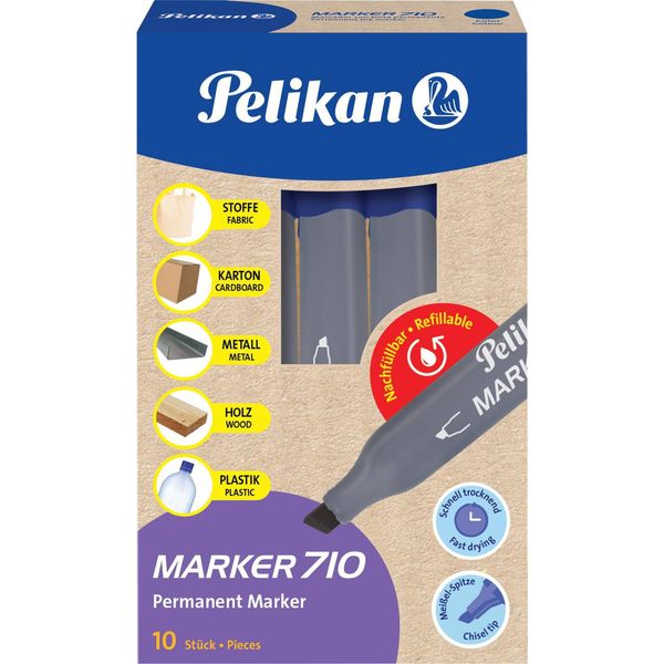 Pelikan 817943 Marcatore Permanente Pelikan 710, Punta A Cuneo, Blu-image