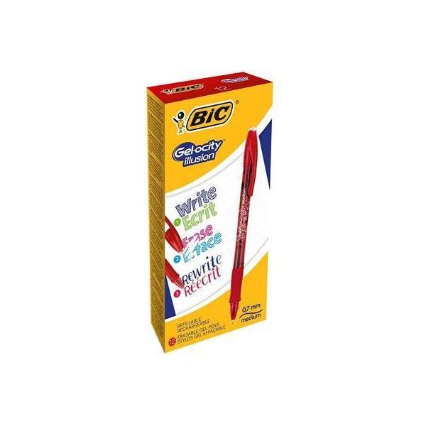 Bic Gel-Ocity Illusion Penna In Gel Con Cappuccio Rosso 12 Pz-image