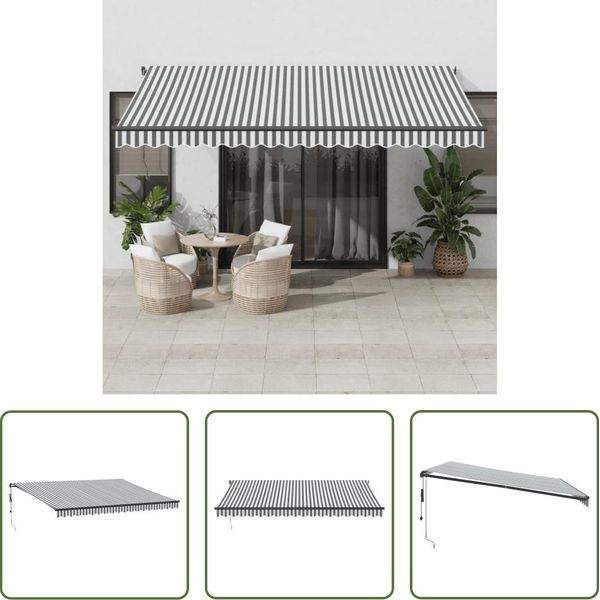 The Living Store Tenda Da Sole Automatica Antracite E Bianca 450X350 Cm-image