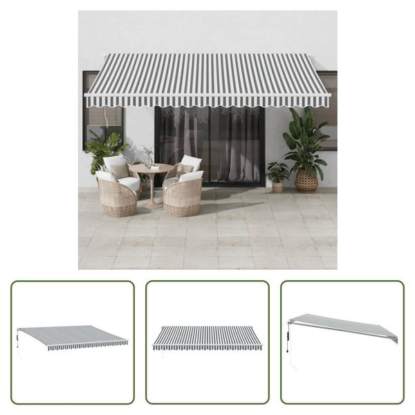 The Living Store Tenda Da Sole Automatica Antracite E Bianca 450X350 Cm-image