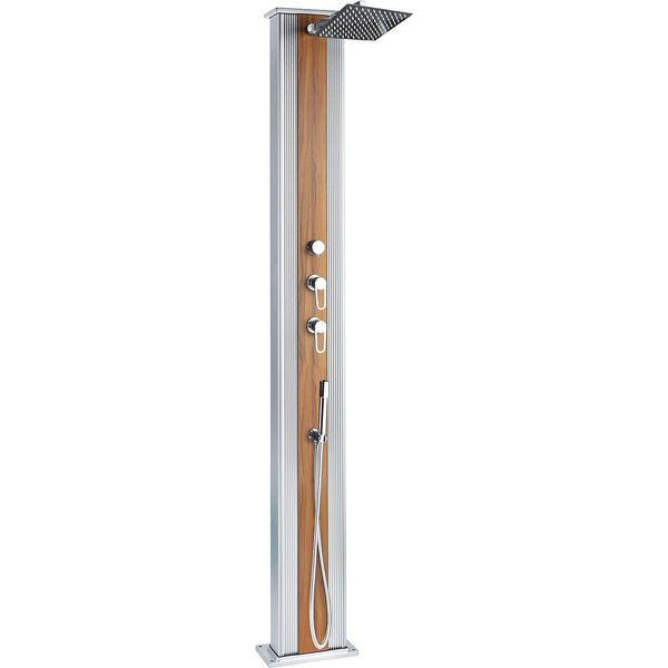 Formidra Dada Straight Hybrid Doccia Da Esterno 40 Litri Doccia Solare Da Giardino Effetto Legno Argento-image