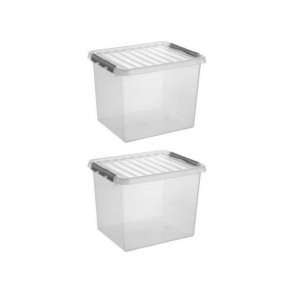 Sonnenwaren Q -Linie Storagebox Trasparente/Grigio 52 Litri - Set Di 2 Pezzi-image