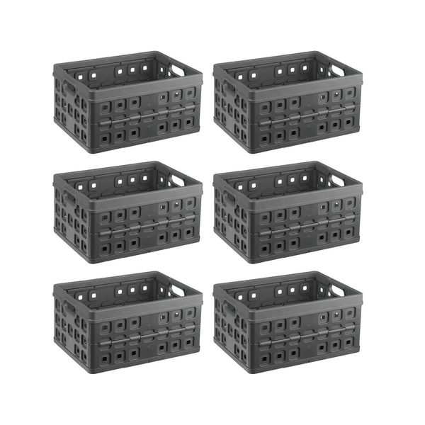 Sonnenwaren Cassa Quadrata Pieghevole Antracite 32 Litri - 49 X 36 X H24,5 Cm - Set Di 6 Pezzi-image