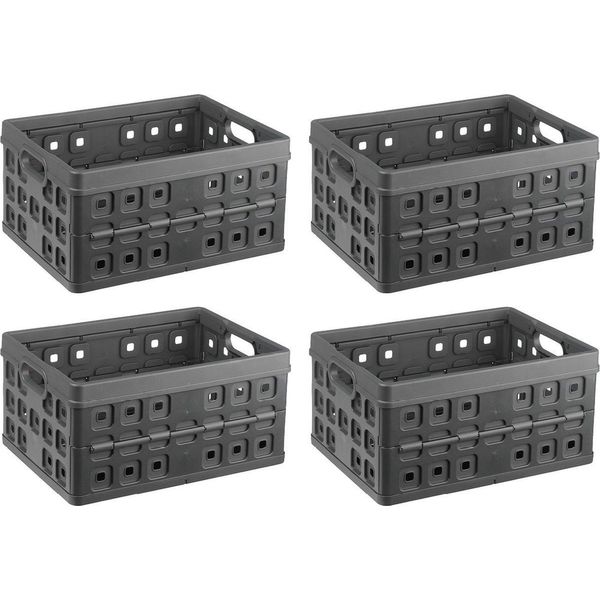 Sonnenwaren Cassa Quadrata Pieghevole Antracite 32 Litri - 49 X 36 X H24,5 Cm - Set Di 4 Pezzi-image