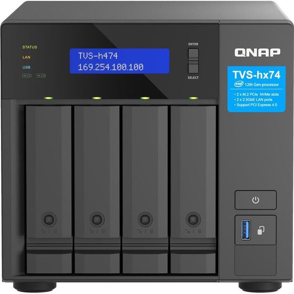 Qnap TVS-H474 Nas Tower Intel® Pentium® G7400 8 Gb DDR4 0 Tb Quts Hero Nero-image