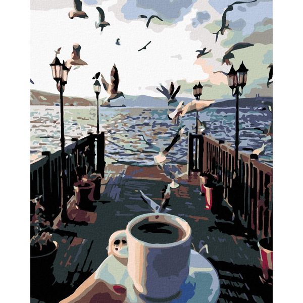 Zuty - Quadro Diamante - Tazza Di CaffÈ E Razzi Sul Mare, 40X50 Cm, Fuori Tela Su Telaio-image