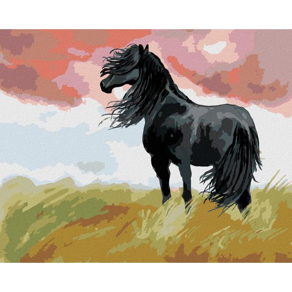 Zuty - Quadro A Diamante - Cavallo Nero Su Un Arco, 40X50 Cm, Senza Cornice E Senza Tela Chiusa-image