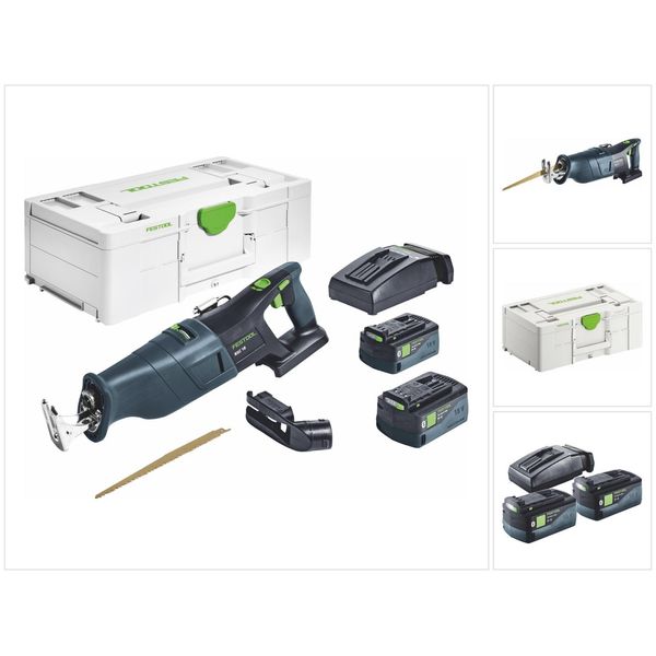 Festool Rsc 18 5,0 Eb-Plus Seghetto A Batteria 18 V Brushless ( 576948 ) + 2X Batteria 5,0 Ah + Caricabatterie + Systainer-image