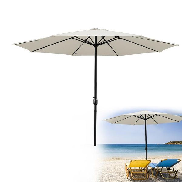Fiqops 3,5 M Ombrellone Da Giardino Protezione Solare UV40+ Ombrellone Da Spiaggia,Beige-image