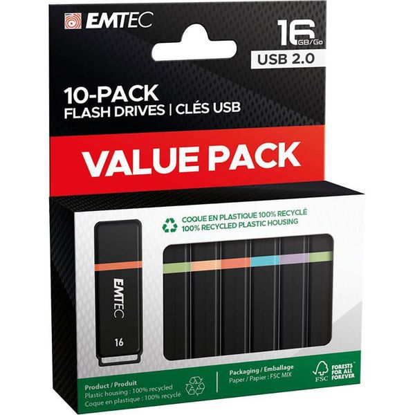 Emtec K100 Unità Flash Usb 16 Gb Usb Tipo A 2.0 Nero, Multicolore-image