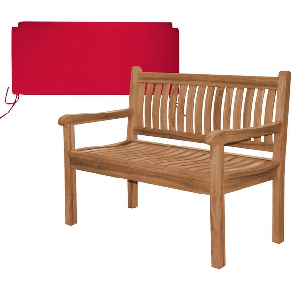 Panca Da Giardino In Teak Teako Design Arezzo - Panca In Legno Massiccio Resistente Alle Intemperie Con Braccioli Da 120/150/180 Cm (120 Cm, Rosso)-image