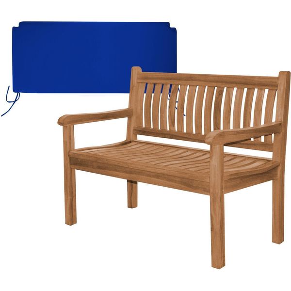 Panca Da Giardino In Teak Teako Design Arezzo - Panca In Legno Massiccio Resistente Alle Intemperie Con Braccioli Da 120/150/180 Cm (120 Cm, Blu)-image