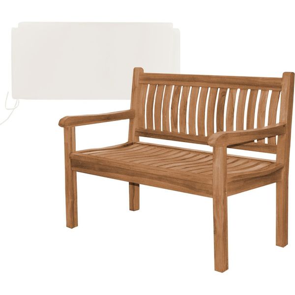 Panca Da Giardino In Teak Teako Design Arezzo - Panca In Legno Massiccio Resistente Alle Intemperie Con Braccioli Da 120/150/180 Cm (120 Cm, Crema)-image