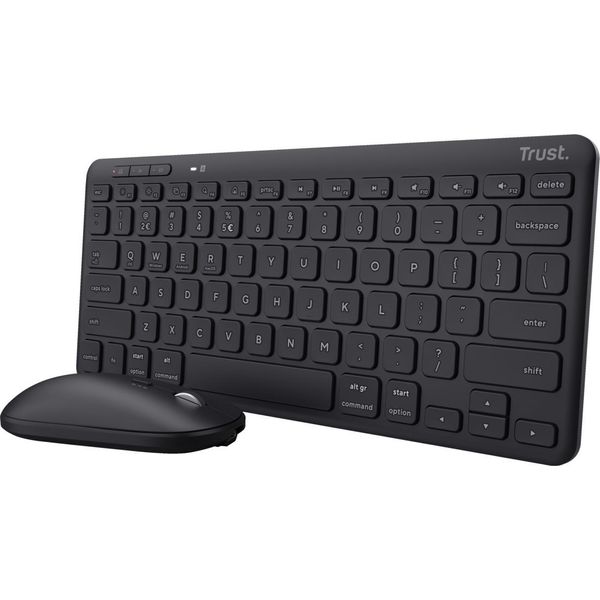 Trust Lyra Tastiera Mouse Incluso Rf Senza Fili Con Bluetooth Qwerty Italiano Nero-image