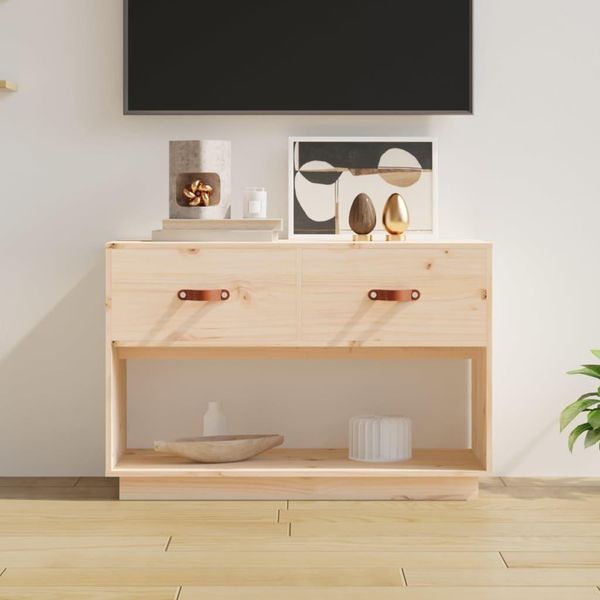 The Living Store Mobile Tv 90X40X60 Cm In Legno Di Pino Massiccio-image