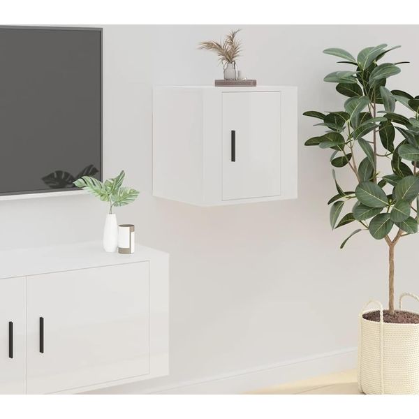 The Living Store Parete Tv Bianco Lucido 40X34,5X40 Cm-image