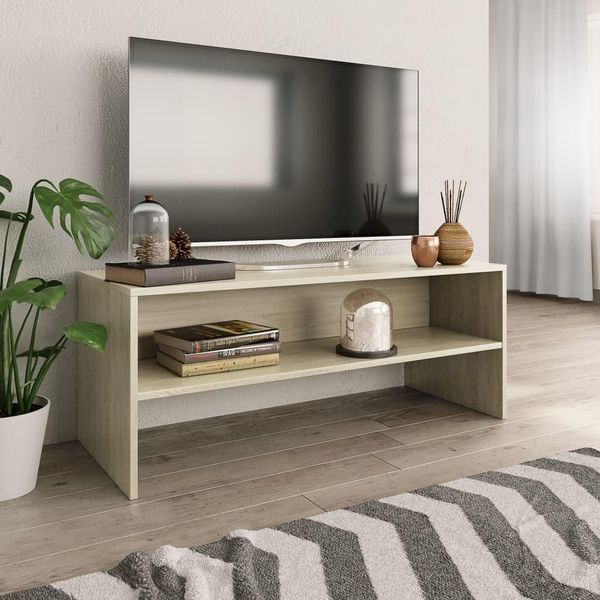 The Living Store Mobile Tv Rovere Sonoma 100X40X40 Cm Materiale In Legno-image