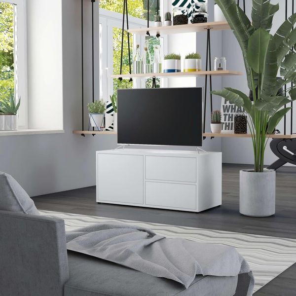 The Living Store Mobile Tv Bianco 80X34X36 Cm Materiale Legno-image