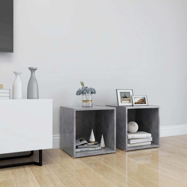 The Living Store Mobili Tv 2 Pz. Grigio Cemento 37X35X37 Cm Materiale A Base Di Legno-image