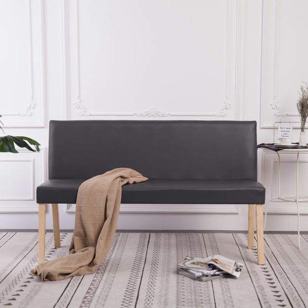 The Living Store Panca 139,5 Cm Similcuoio Grigia-image