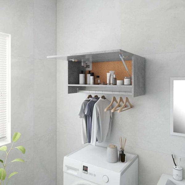 The Living Store Armadio Grigio Cemento 70X32,5X35Cm Materiale In Legno-image