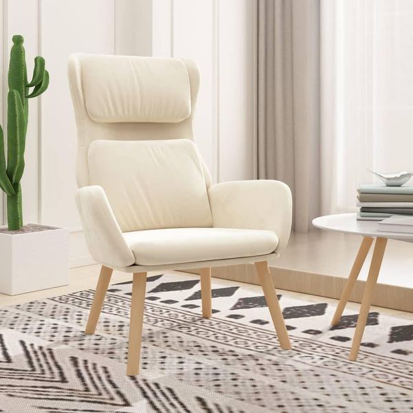The Living Store Relaxsessel Cremeweiß Samt-image