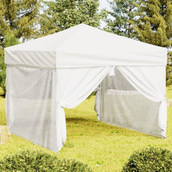 The Living Store Tenda Per Feste Pieghevole Con Pareti Laterali Bianco 3X3 M-image