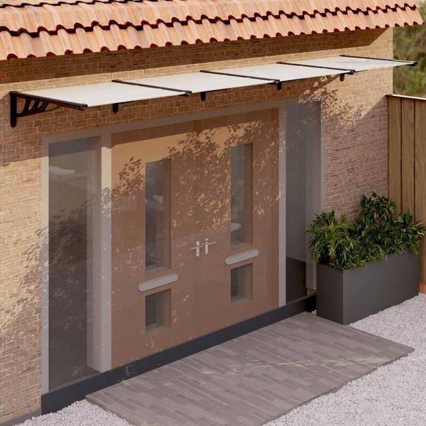 Tettoia Per Porta The Living Store Nera E Trasparente 396X90 Cm In Policarbonato-image